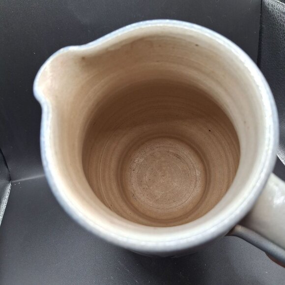 Vintage German Stoneware Pitcher With Blue Floral Motif Signed Paul Schmitter - Picture 7 of 8